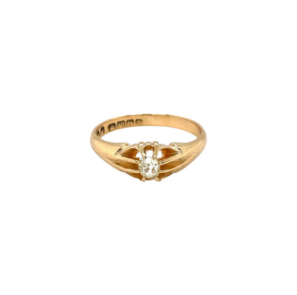 18ct Yellow Gold Antique Old-Cut Diamond Solitaire Ring (R)