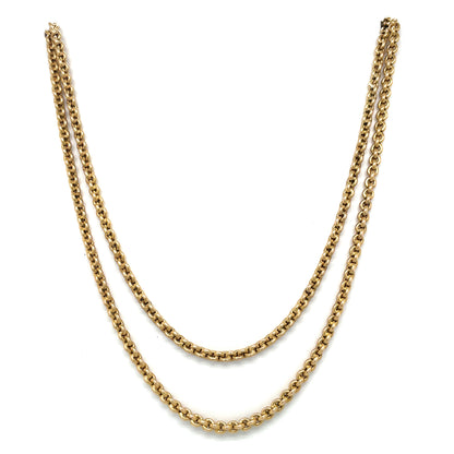 Long 15ct Yellow Gold Round Belcher Chain
