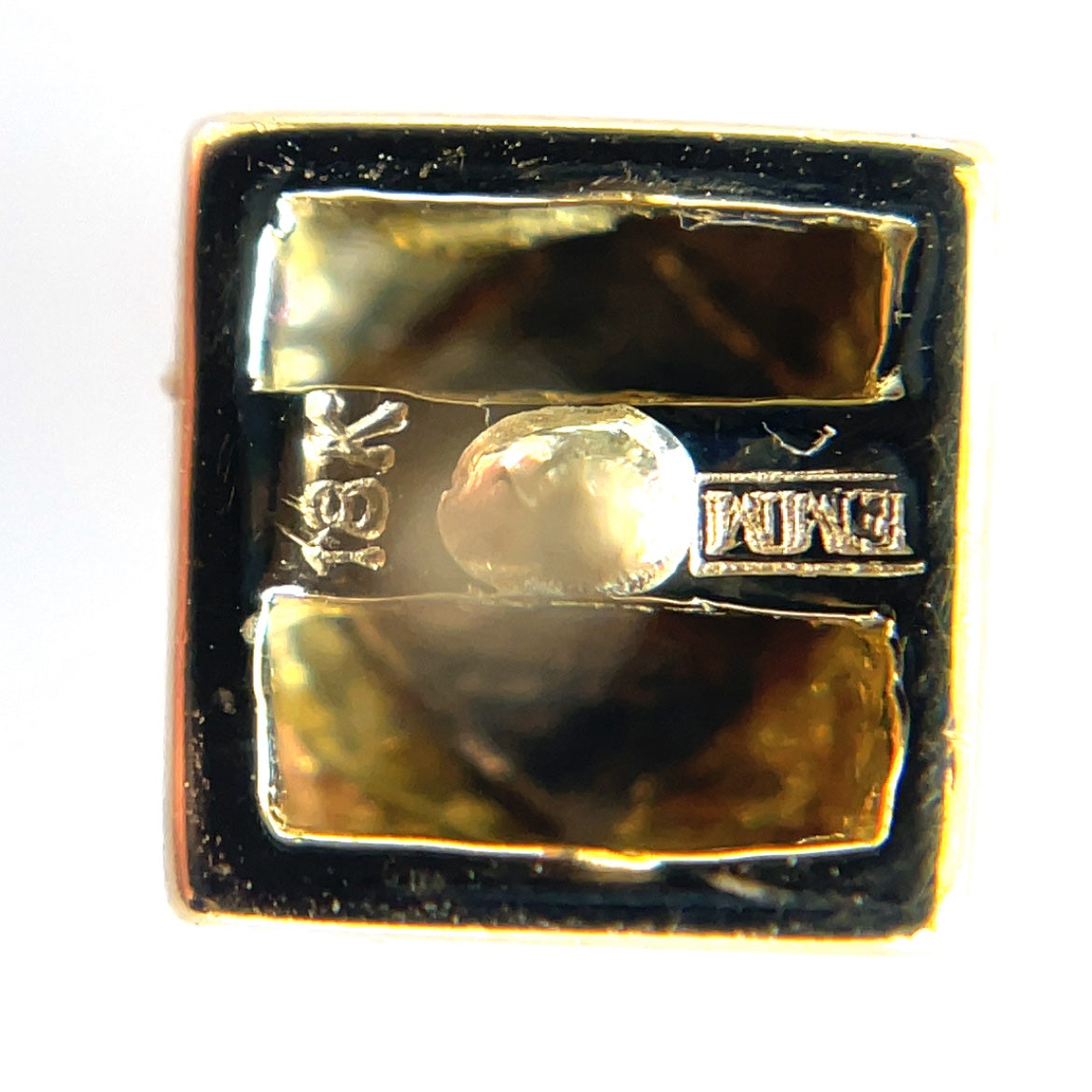18ct Yellow & White Gold Geometric Square Stud Earrings