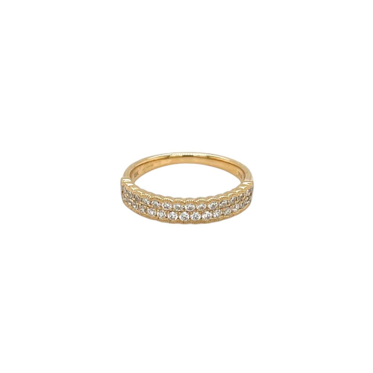 18ct Yellow Gold Double Row Diamond Half-Set Eternity Ring (M)