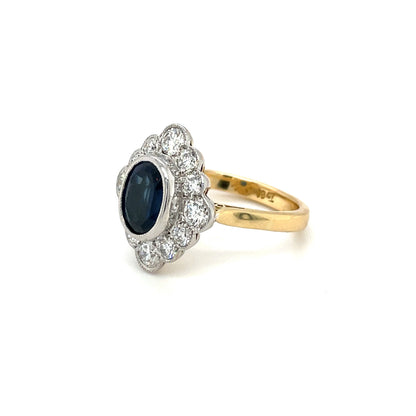 18ct Yellow & White Sapphire & Diamond Cluster Ring