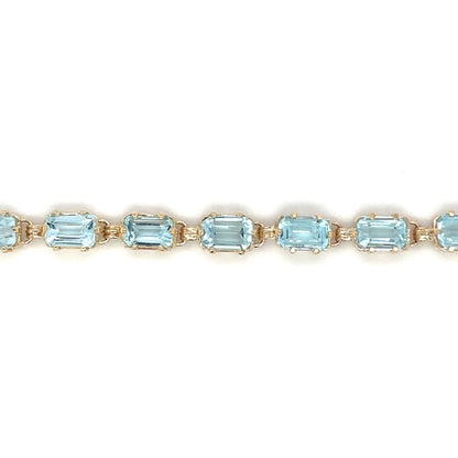 9ct Yellow Gold Aquamarine Line Bracelet