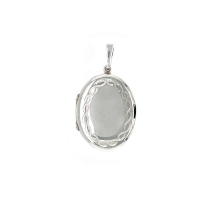 Silver Celtic Knot Oval Locket Pendant (26x20mm) & Chain (16-18")