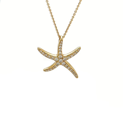 18ct Yellow Gold Diamond-Set Starfish Pendant & Chain