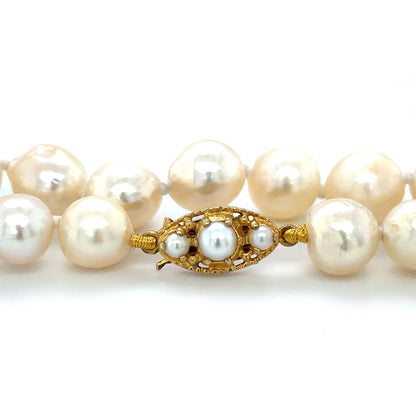 9ct Yellow Gold & Baroque Akoya Pearl Long Necklace (30")