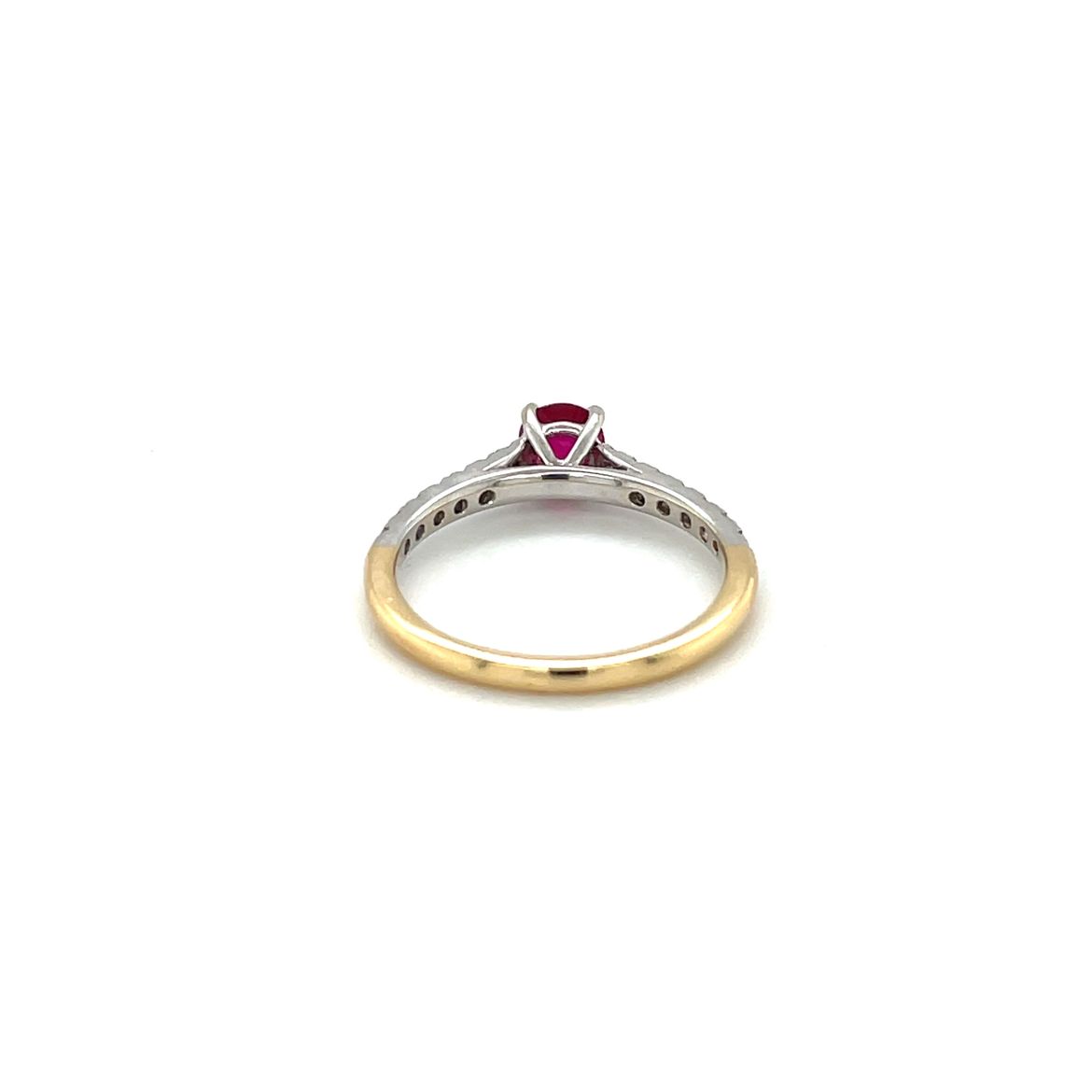 18ct Yellow & White Gold Ruby & Diamond Solitaire Ring