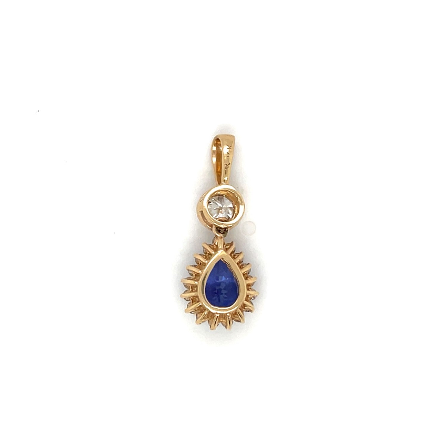 18ct Yellow Gold Tanzanite & Diamond Cluster Pendant & Chain