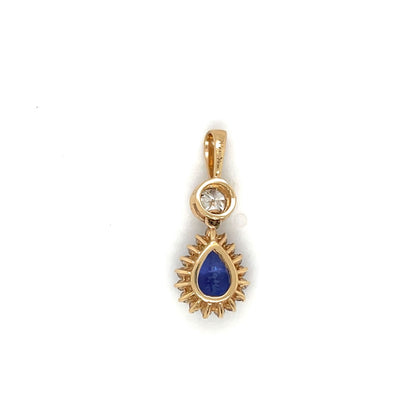 18ct Yellow Gold Tanzanite & Diamond Cluster Pendant & Chain