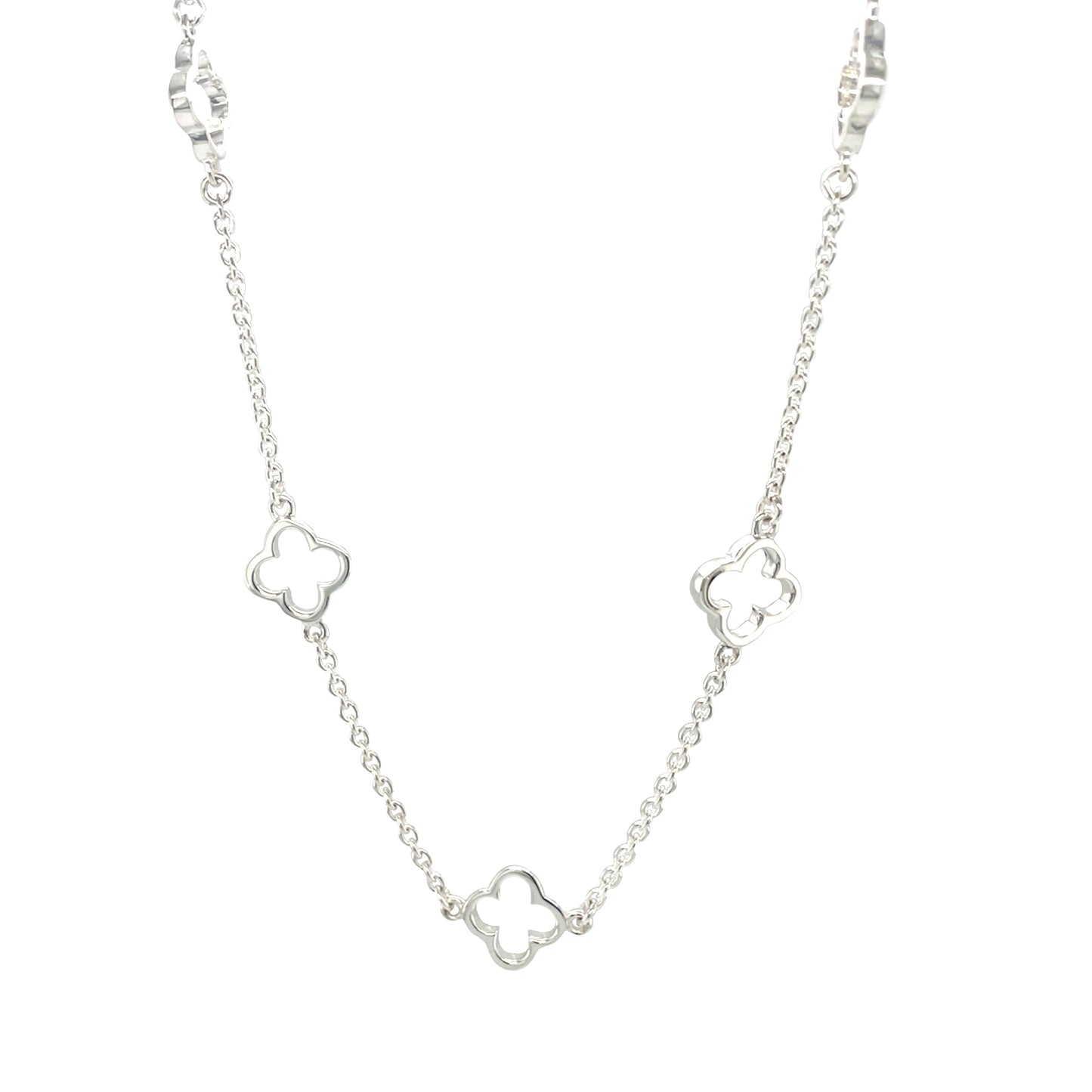 Silver Open Flower Necklace (16-18")