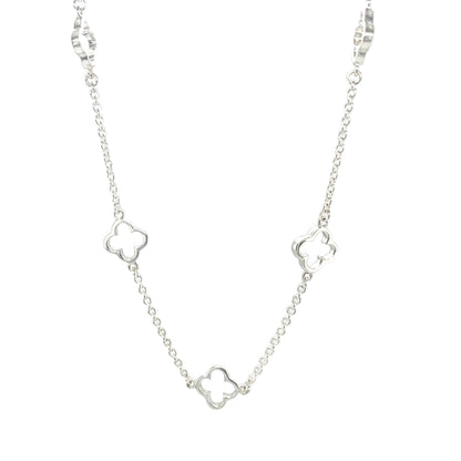 Silver Open Flower Necklace (16-18")