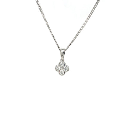 18ct White Gold Diamond Clover Pendant
