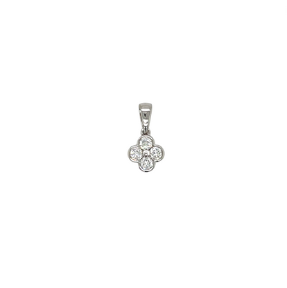 18ct White Gold Diamond Clover Pendant