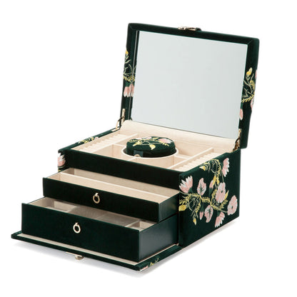 Wolf 1834 Zoe Medium Jewellery Box (Forest Green)