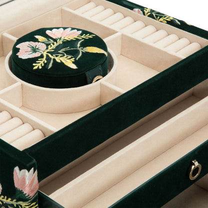 Wolf 1834 Zoe Medium Jewellery Box (Forest Green)