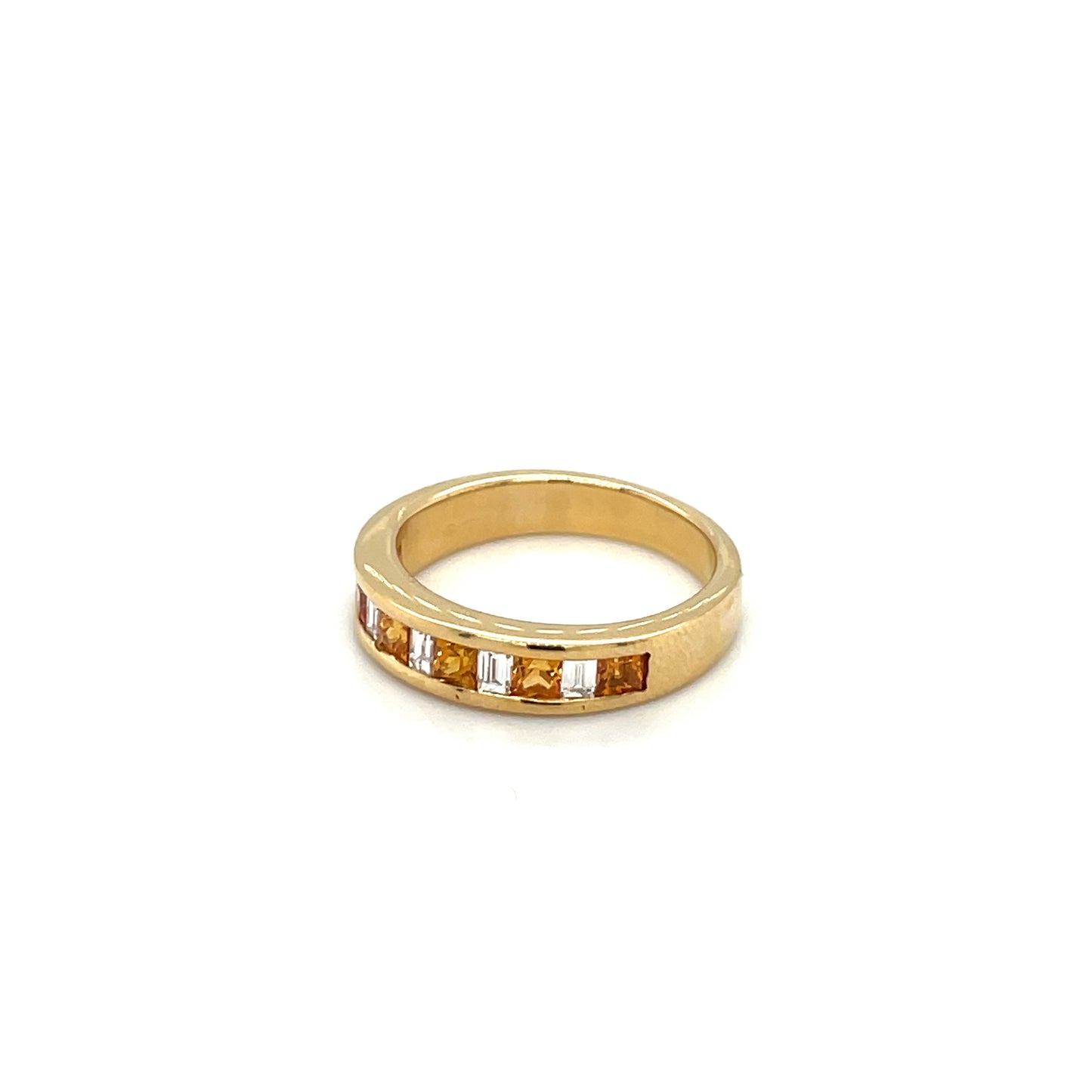 18ct Yellow Gold Orange Sapphire & Diamond Eternity Ring