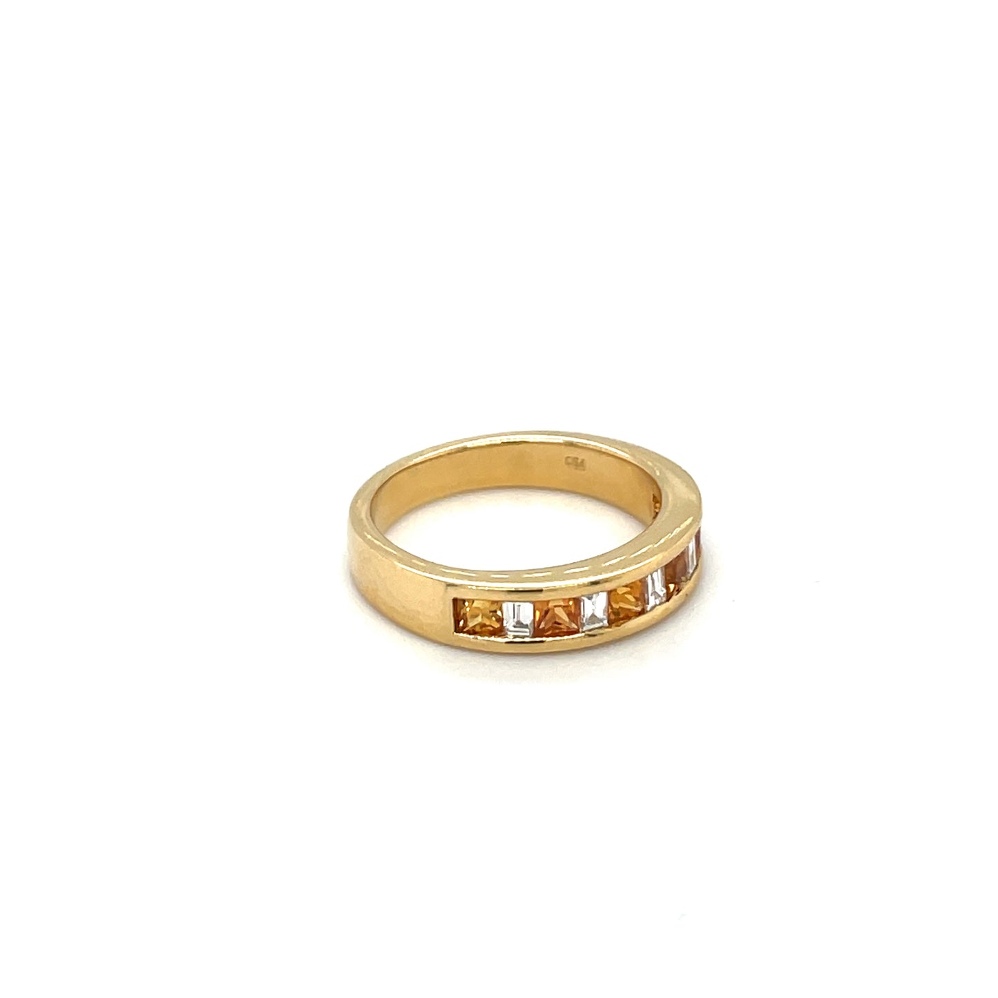 18ct Yellow Gold Orange Sapphire & Diamond Eternity Ring
