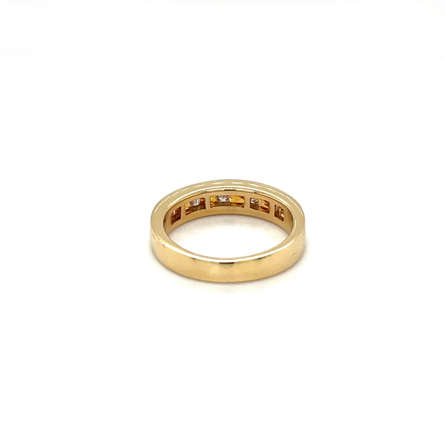 18ct Yellow Gold Orange Sapphire & Diamond Eternity Ring