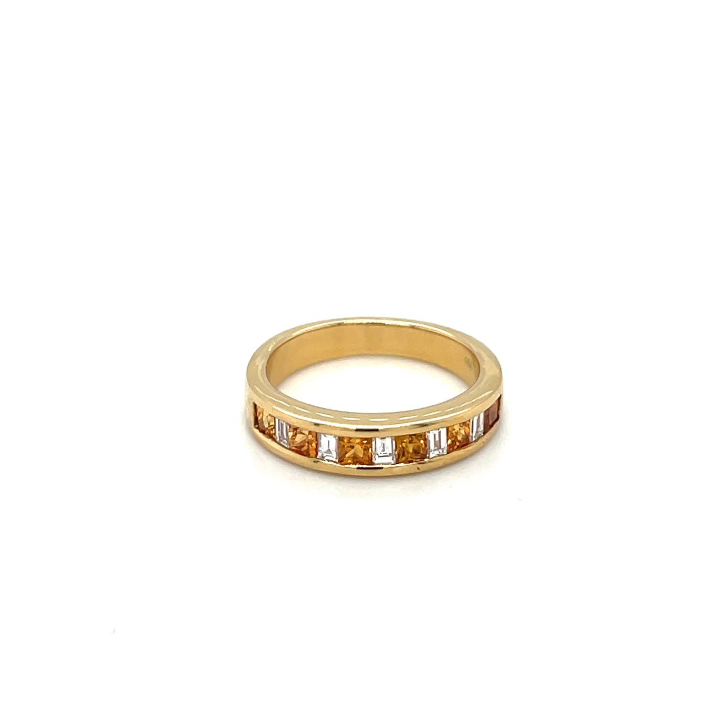 18ct Yellow Gold Orange Sapphire & Diamond Eternity Ring