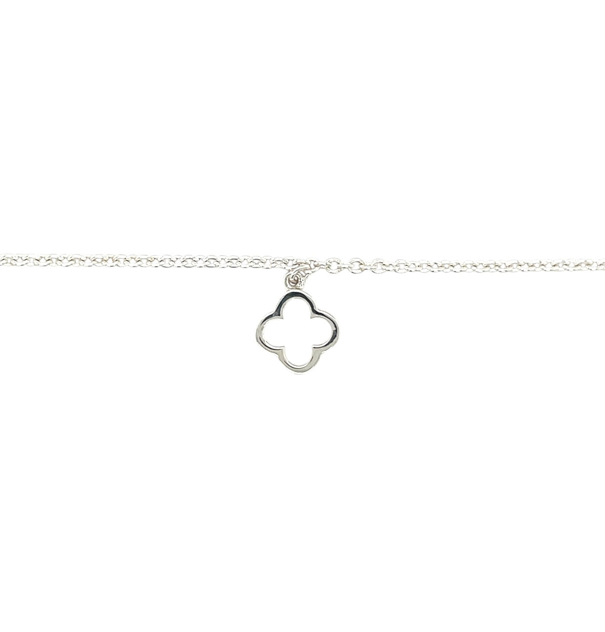 Silver Clover Charm Bracelet (7.5")