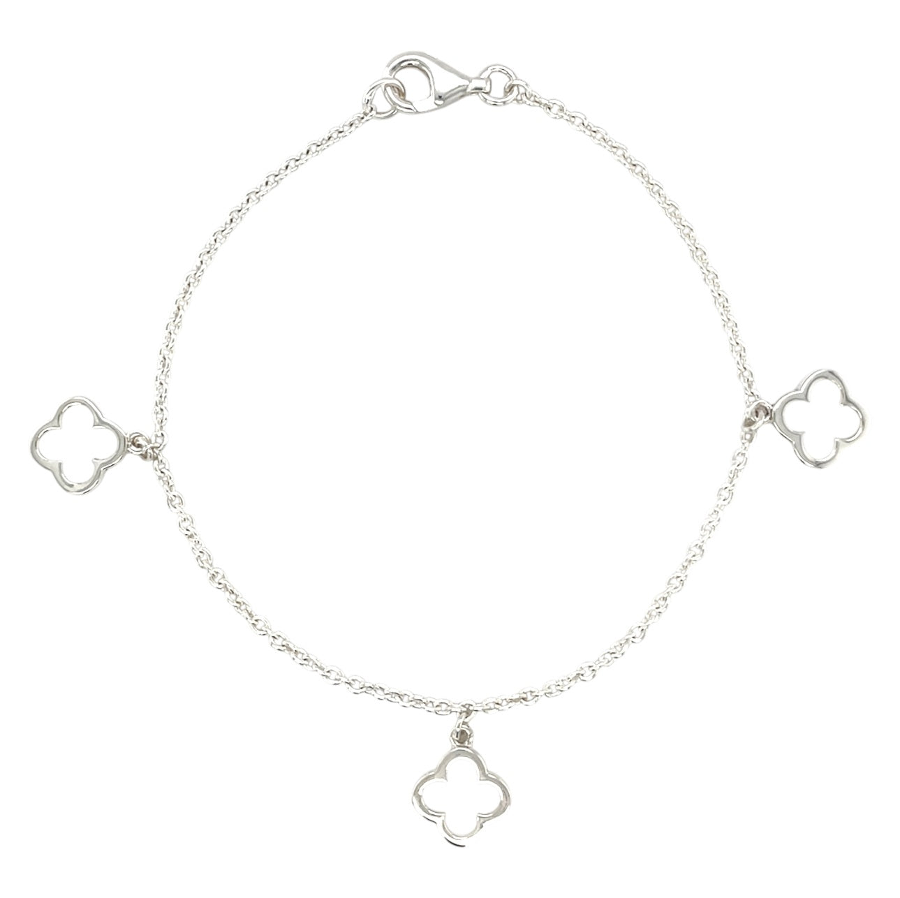Silver Clover Charm Bracelet (7.5")