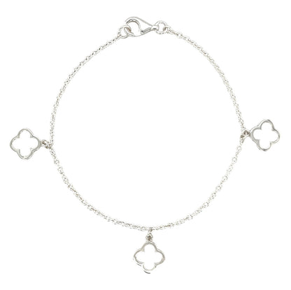 Silver Clover Charm Bracelet (7.5")