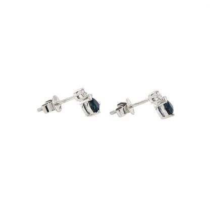 18ct White Gold Sapphire & Diamond Drop Earrings