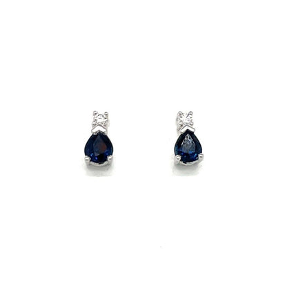 18ct White Gold Sapphire & Diamond Drop Earrings