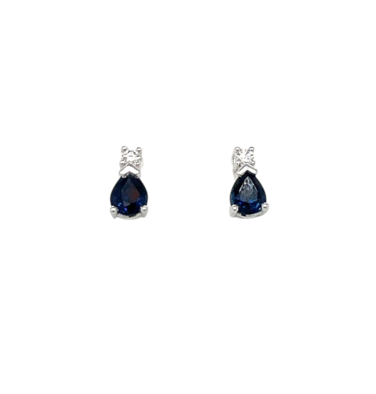 18ct White Gold Sapphire & Diamond Drop Earrings