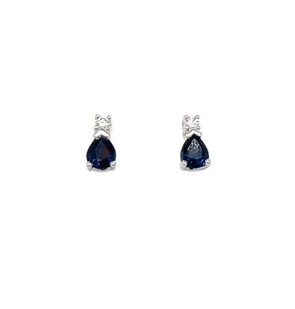 18ct White Gold Sapphire & Diamond Drop Earrings