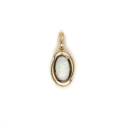9ct Yellow Gold White Opal Oval Pendant