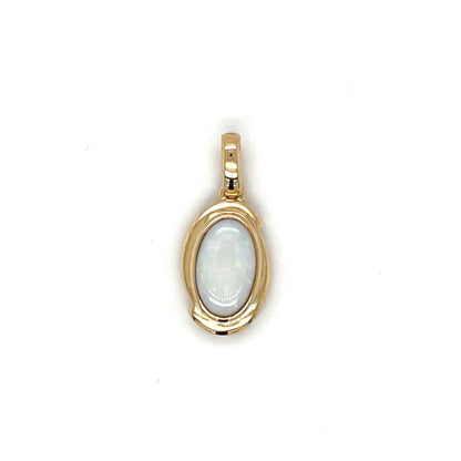 9ct Yellow Gold White Opal Oval Pendant