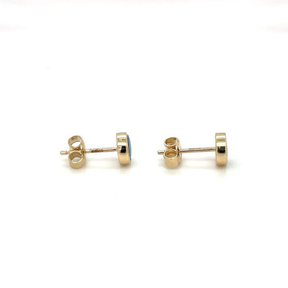 9ct Yellow Gold Round Doublet Opal Studs