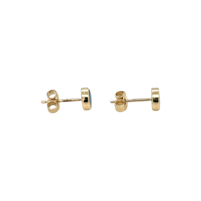 9ct Yellow Gold Round Doublet Opal Studs