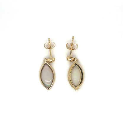 9ct Yellow Gold Marquise Solid Opal Drop Earrings