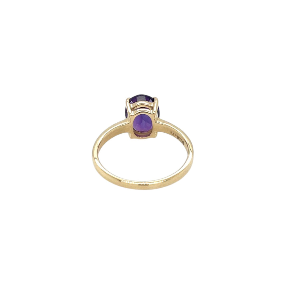 9ct Yellow Gold Amethyst Solitaire Ring (L1/2)