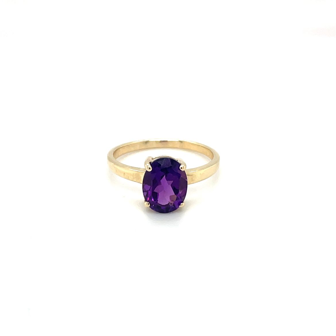 9ct Yellow Gold Amethyst Solitaire Ring
