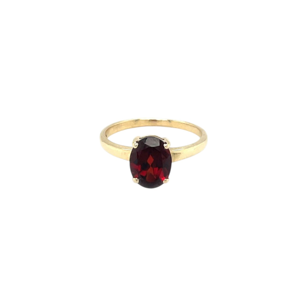9ct Yellow Gold Garnet Solitaire Ring (N)