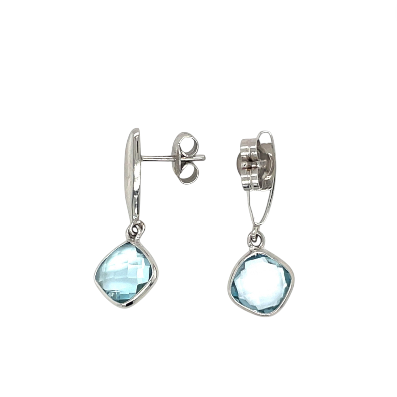 9ct White Gold Blue Topaz Drop Earrings