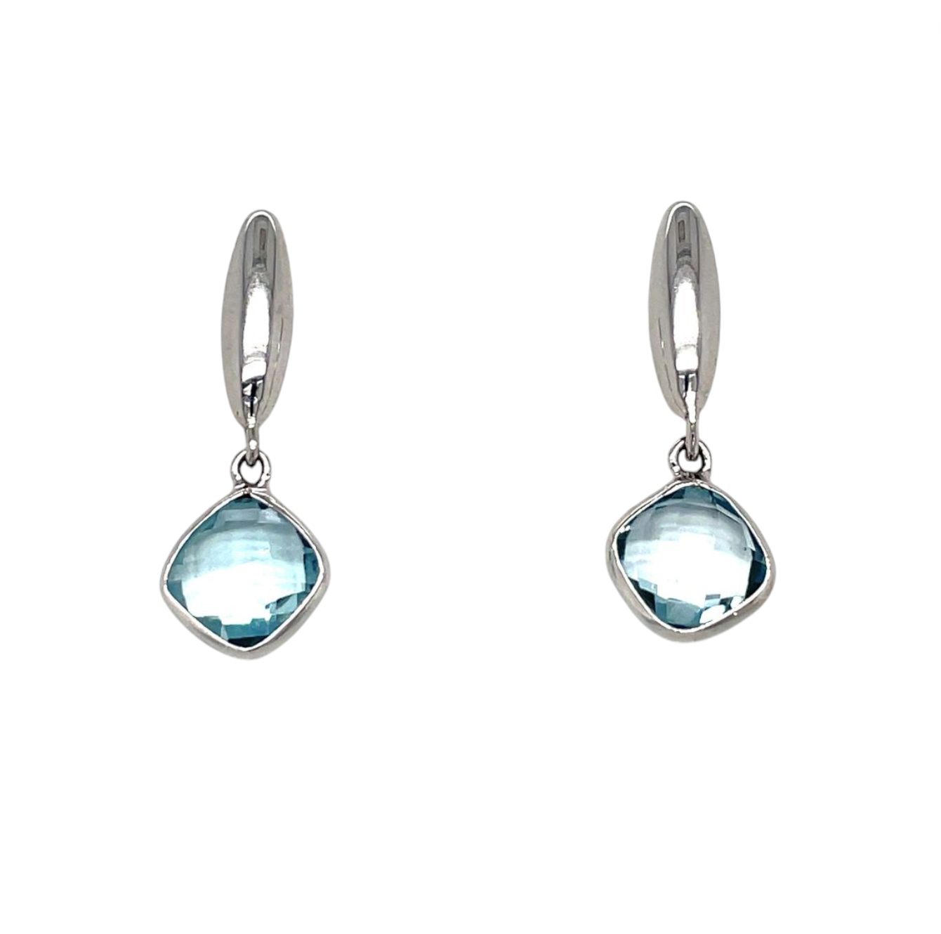 9ct White Gold Blue Topaz Drop Earrings