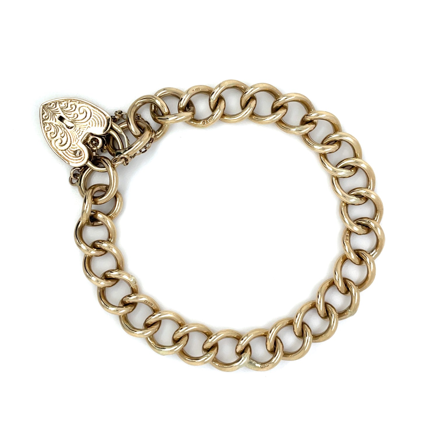 9ct Yellow Gold Curb Link Charm Bracelet