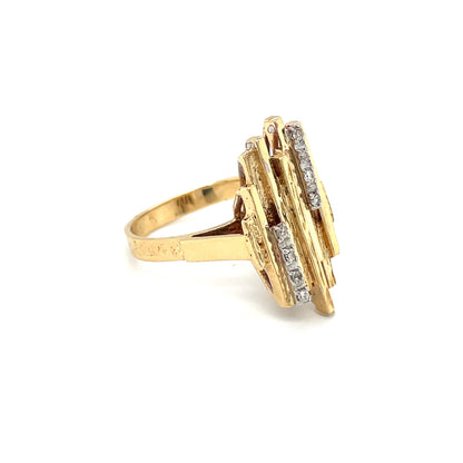 18ct Yellow Gold Geometric Diamond Statement Ring