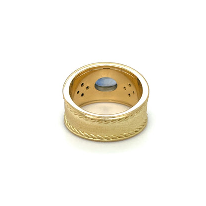 18ct Yellow Gold Sapphire & Diamond Roman Ring