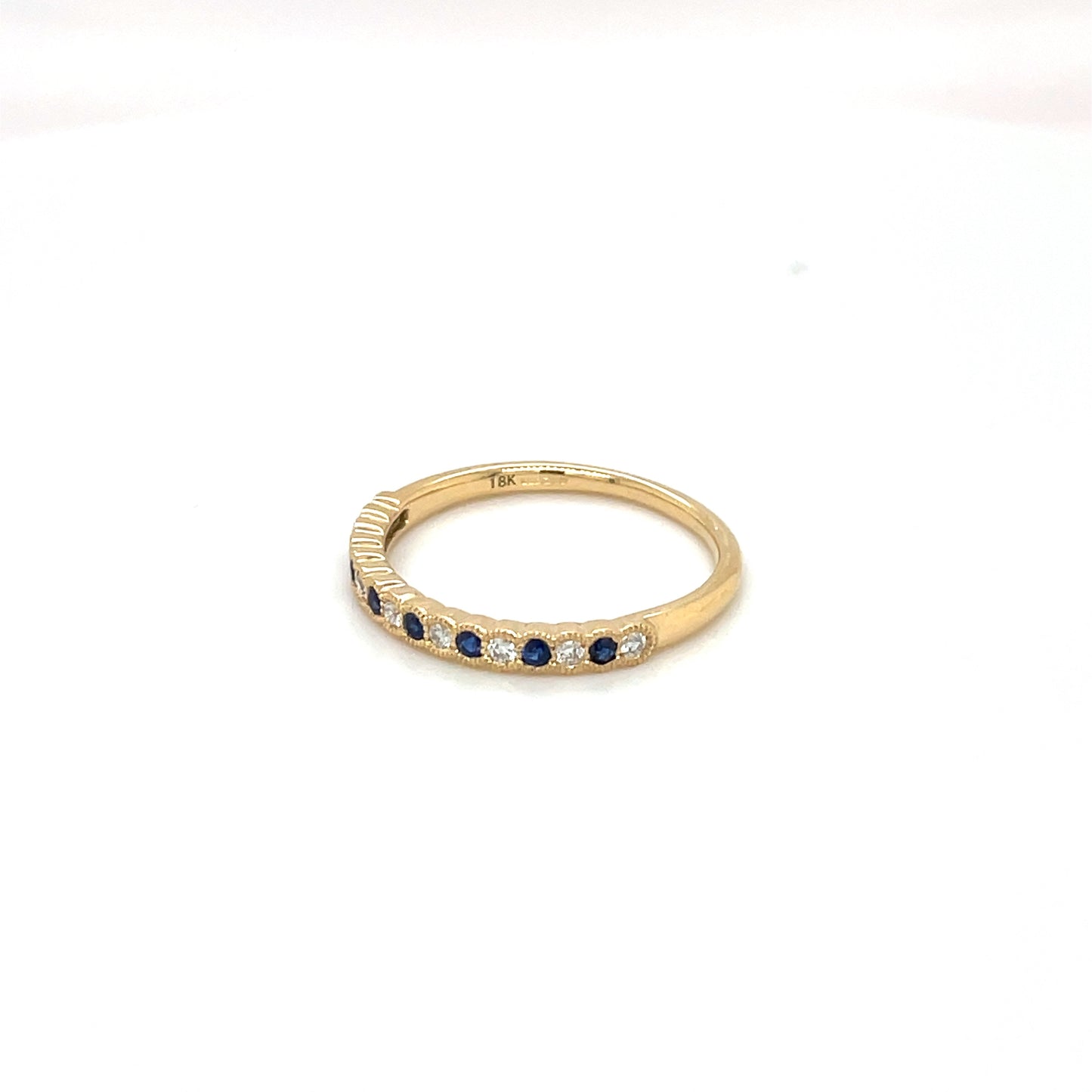 18ct Yellow Gold Sapphire & Diamond Half-Set Eternity Ring