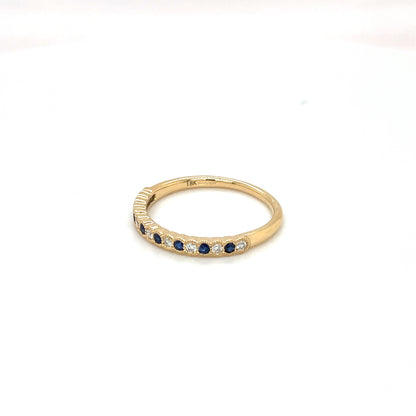 18ct Yellow Gold Sapphire & Diamond Half-Set Eternity Ring