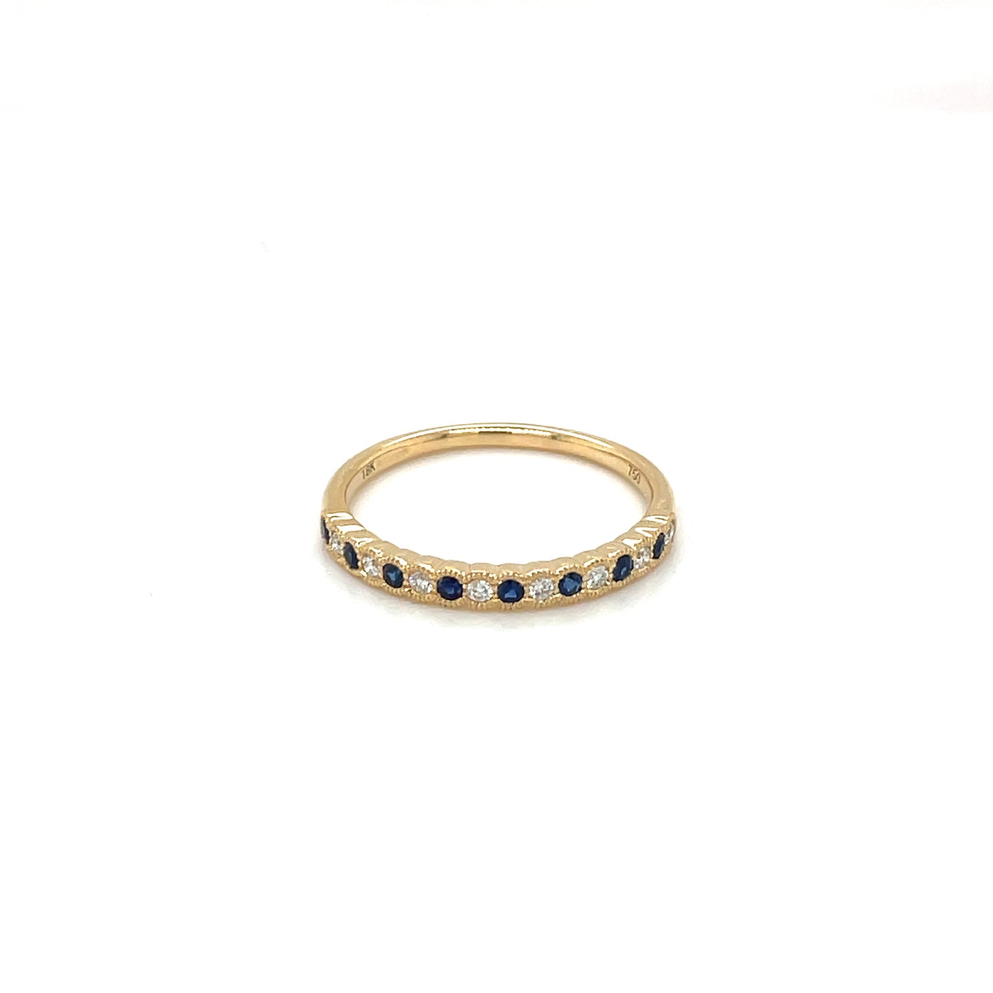 18ct Yellow Gold Sapphire & Diamond Half-Set Eternity Ring