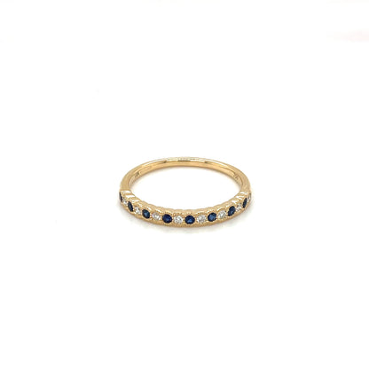 18ct Yellow Gold Sapphire & Diamond Half-Set Eternity Ring