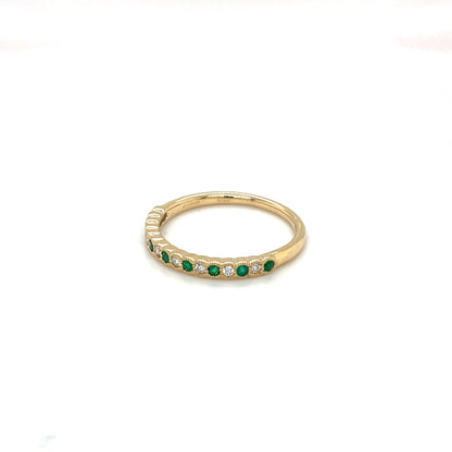 18ct Yellow Gold Emerald & Diamond Half-Set Eternity Ring