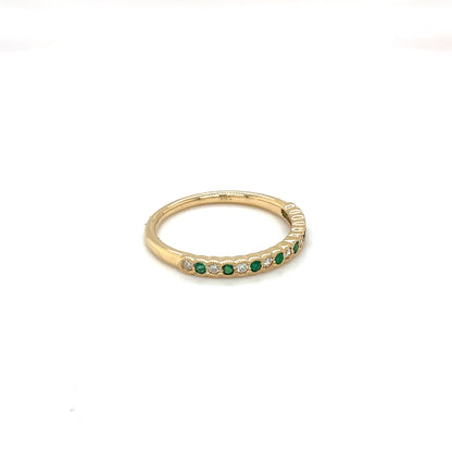 18ct Yellow Gold Emerald & Diamond Half-Set Eternity Ring