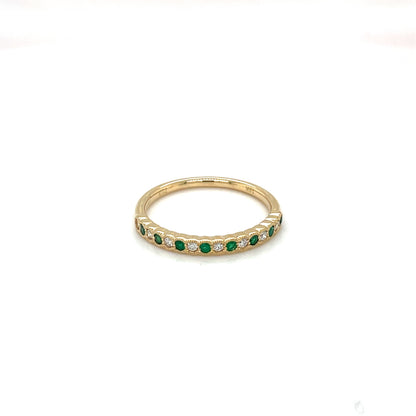 18ct Yellow Gold Emerald & Diamond Half-Set Eternity Ring