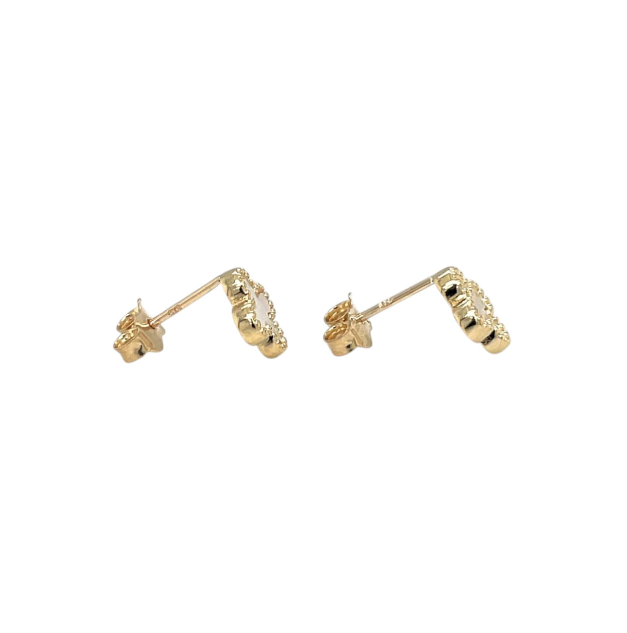 9ct Yellow Gold Mother Of Pearl Clover Stud Earrings